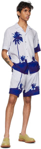 Dries Van Noten Blue Len Lye Edition Palm Tree Shorts