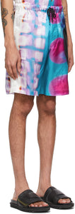Dries Van Noten Blue Len Lye Edition Satin Shorts