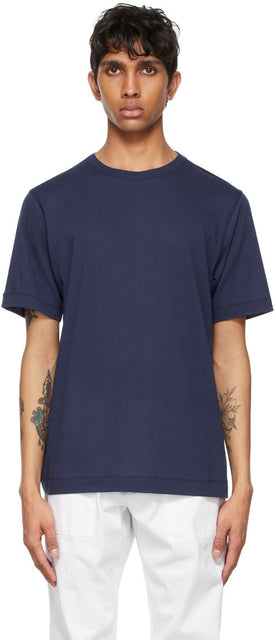 Dries Van Noten Blue Overlock T-Shirt - DRIES VAN NOTEN T-shirt Blue Overlock - 건조 밴 밴드 푸른 overlock t- 셔츠