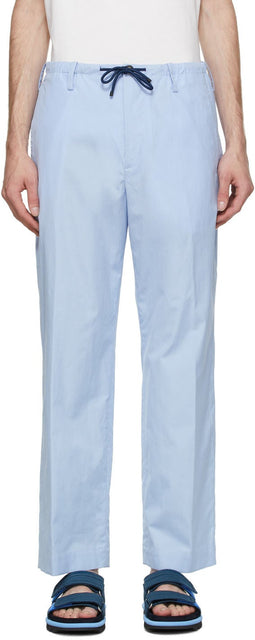 Dries Van Noten Blue Poplin Trousers - Dries Van Noten Blue Poplin Pantalon - 밴을 마시 며 파란색 포핀 바지