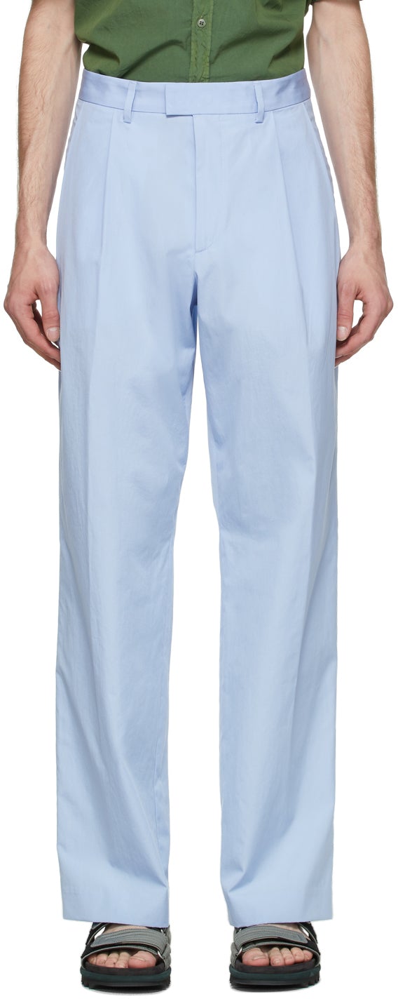 Dries Van Noten Blue Straight Leg Trousers - Dries Van Noten Blue Beight Pantalons - 밴을 마시 며 파란색 직선 다리 바지
