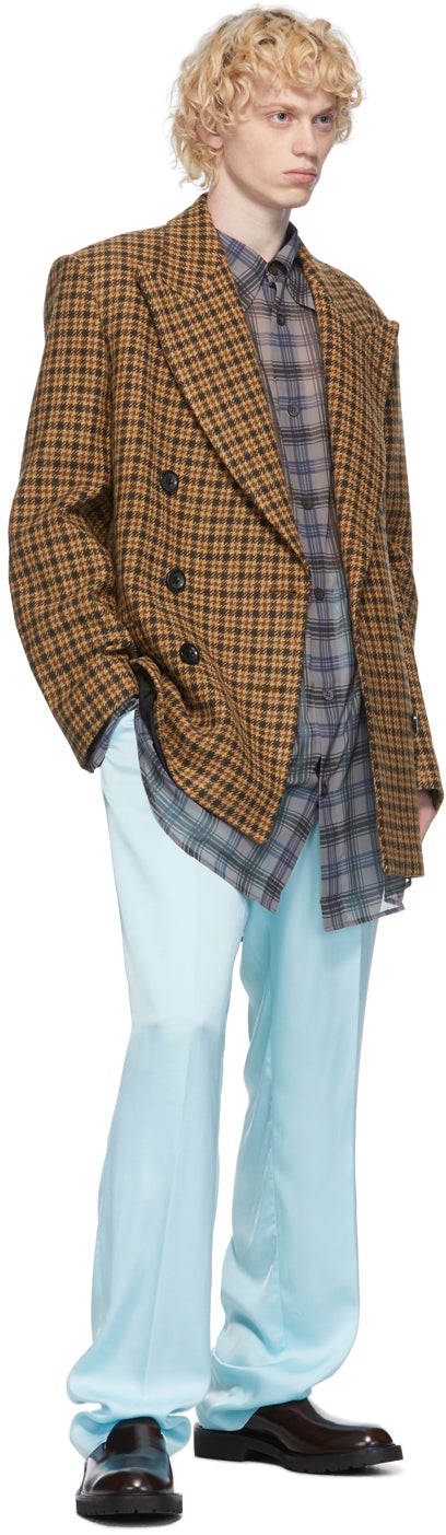 Dries Van Noten Blue Viscose Drawstring Trousers