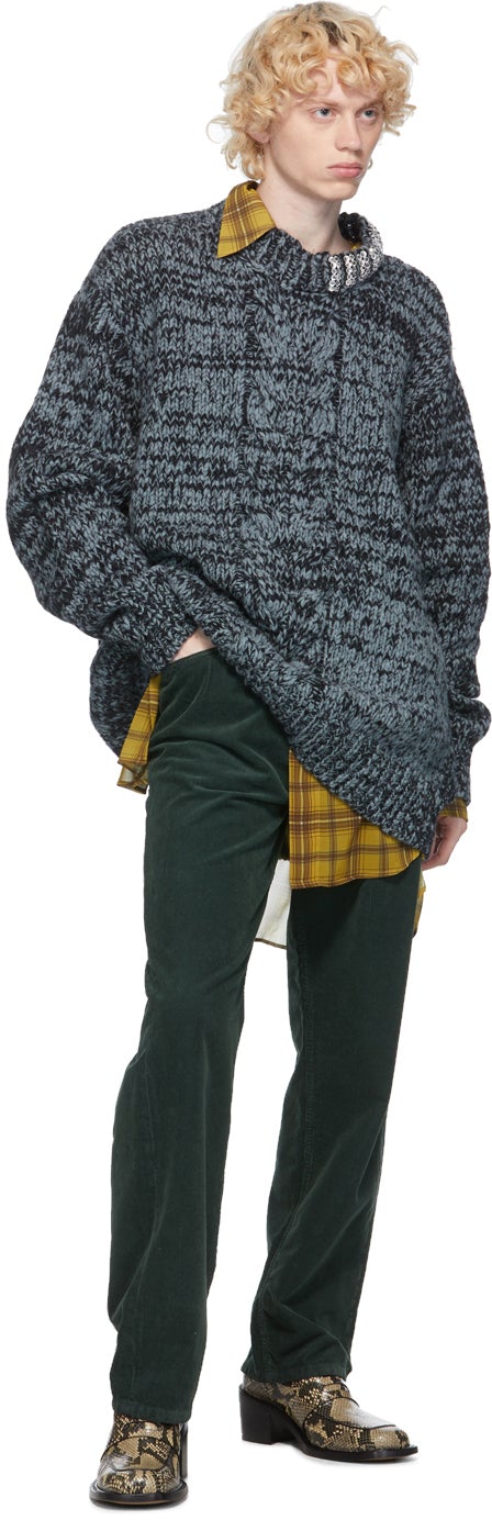 Dries Van Noten Blue Wool Maxi Sweater