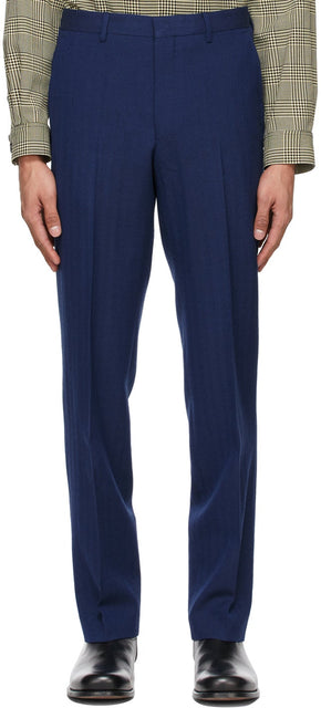 Dries Van Noten Blue Wool Trousers - Dries Van Noten Pantalons en laine bleus - 밴을 마시 며 푸른 양모 바지를 마시고 있습니다