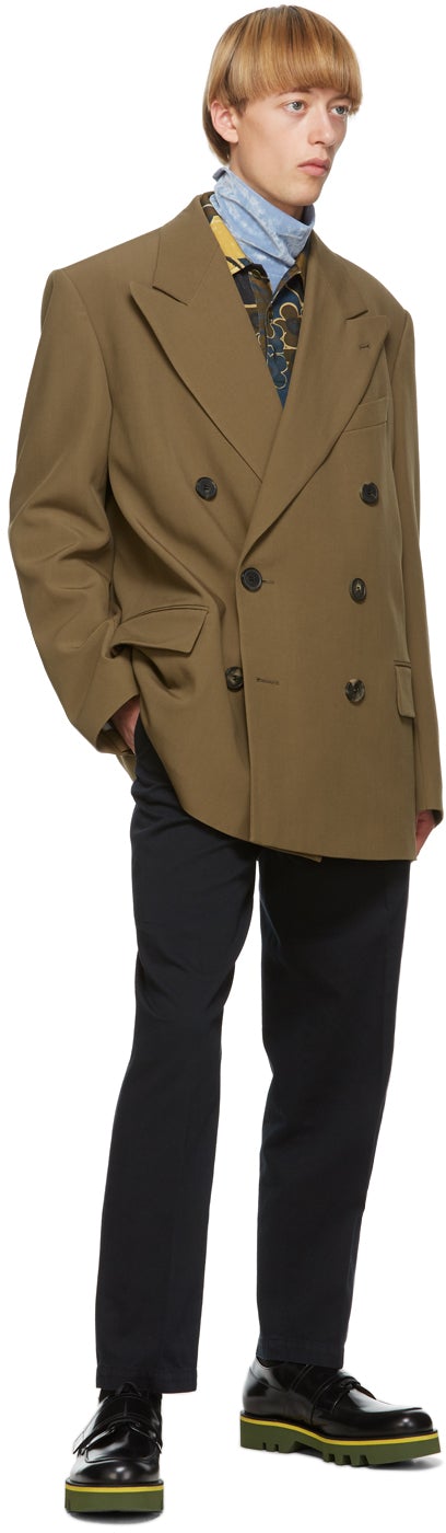 Dries Van Noten Brown Wool Double-Breasted Blazer