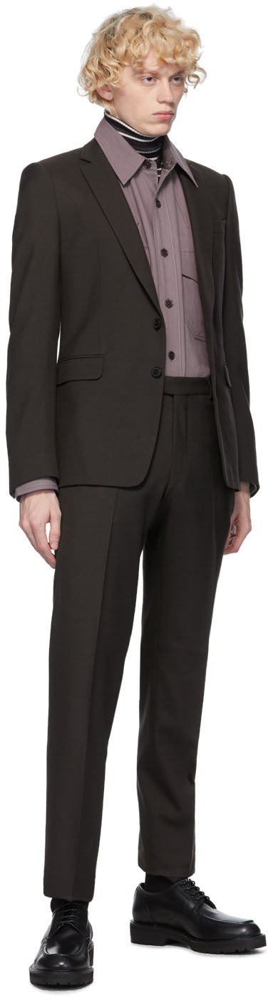 Dries Van Noten Brown Wool Straight Suit