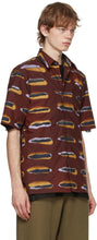 Dries Van Noten Burgundy Len Lye Edition Poplin Short Sleeve Shirt