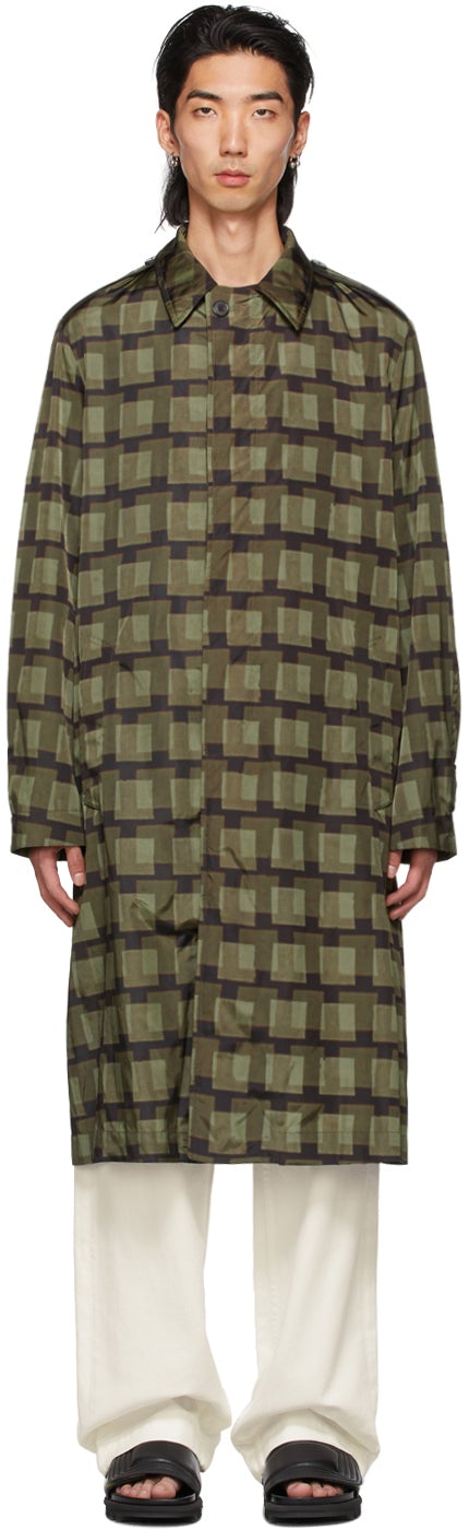 Dries Van Noten Green Len Lye Edition Graphic Print Coat - Dries Van Noten Green Len Lye Edition Imprimé graphique - Dries van noten 녹색 Len Lye Edition 그래픽 인쇄 코트