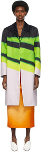 Dries Van Noten Green Len Lye Edition Stripes Coat - DRIES VAN NOTEN NOTE GREEN LUE LUE EDITION BIANCHES - Dries van noten 그린 렌 잿빛 에디션 줄무늬 코트