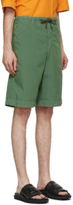 Dries Van Noten Green Poplin Shorts