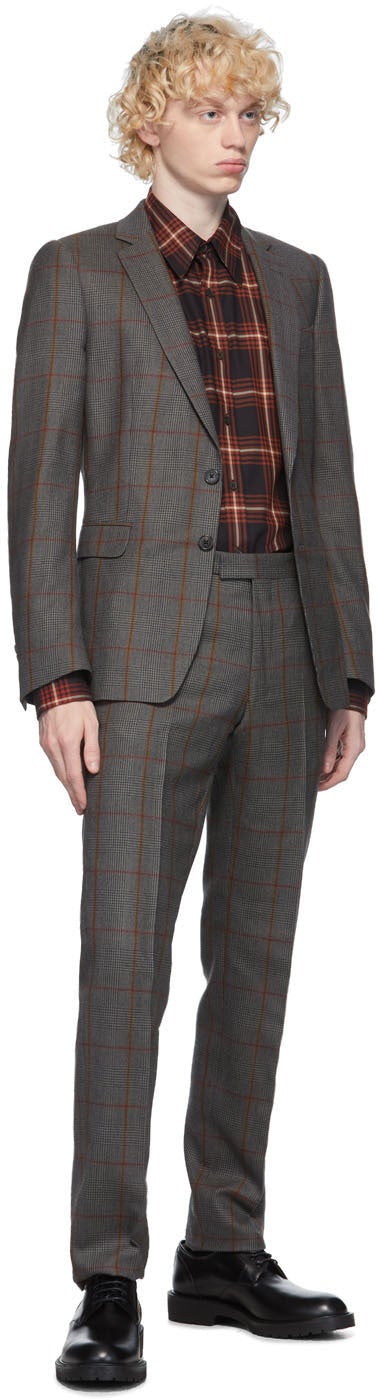 Dries Van Noten Grey Checked Straight Suit