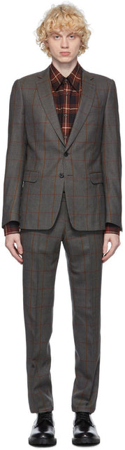 Dries Van Noten Grey Checked Straight Suit - Sèche Van Noten Grey Vérifié Culture droite vérifiée - 밴 알코올 회색 체크 스트레이트 슈트를 건조시킵니다