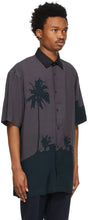 Dries Van Noten Grey Len Lye Edition Contrast Collar Graphic Short Sleeve Shirt