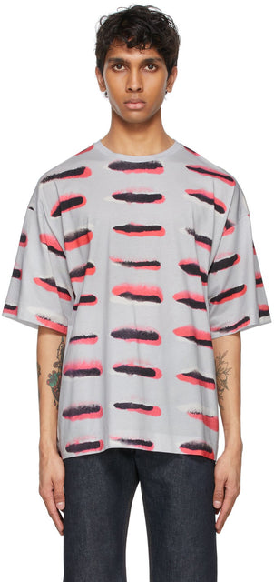 Dries Van Noten Grey Len Lye Edition Graphic Print T-Shirt - DRIES VAN NOTEN T-shirt imprimé graphique gris len len len len - Dries Van Noten Gray Len Lye Edition 그래픽 인쇄 T 셔츠