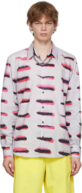 Dries Van Noten Grey Len Lye Edition Poplin Shirt - DRIES VAN NOTEN CHEMISE DE POPULON DE POPLINE DE LUE LUE LUE - 건조 Van Noten Gray Len Lye Edition Poplin Shirt.