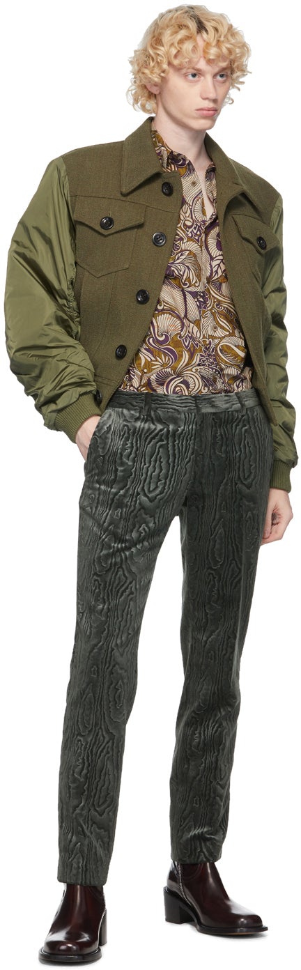 Dries Van Noten Grey Patterned Trousers
