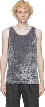 Dries Van Noten Grey Velvet Tank Top - DRIES VAN NOTEN NOTEN Débardeur Velvet gris - 건조 Van Noten Grey Velvet Tank Top.