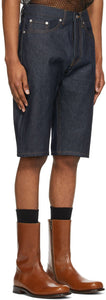 Dries Van Noten Indigo Denim Contrast Stitch Shorts