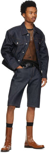 Dries Van Noten Indigo Denim Contrast Stitch Shorts