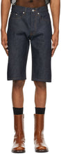 Dries Van Noten Indigo Denim Contrast Stitch Shorts - Dries Van Noten Indigo Denim Contraste Stitch Shorts - 밴, 인디고 데님 대비 스티치 반바지를 말리기