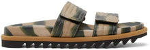 Dries Van Noten Khaki Camo Slide Sandals - Sèche sandales à glissière Camo Noten Kaki - 밴, 카키 카오 슬라이드 샌들을 마시 러
