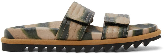 Dries Van Noten Khaki Camo Slide Sandals - Sèche sandales à glissière Camo Noten Kaki - 밴, 카키 카오 슬라이드 샌들을 마시 러