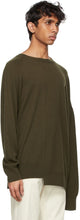 Dries Van Noten Khaki Cashmere Asymmetric Hem Sweater