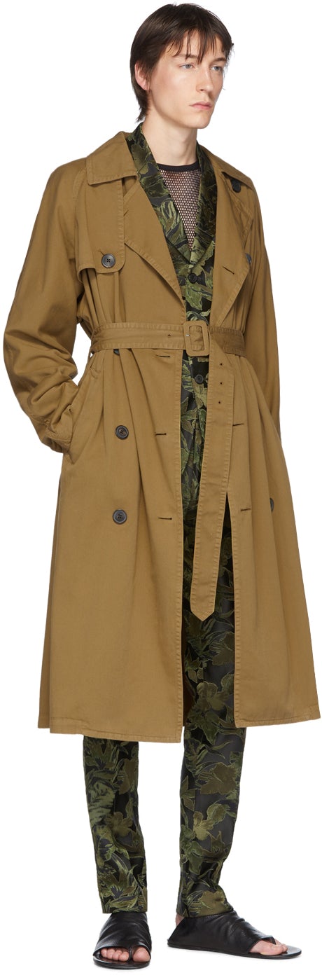 Dries Van Noten Khaki Jacquard Floral Blazer