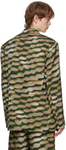 Dries Van Noten Khaki Len Lye Edition Satin Graphic Blazer