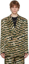 Dries Van Noten Khaki Len Lye Edition Satin Graphic Blazer - Dries Van Noten Khaki Len Lye Edition Satin Blazer graphique Satin - Dries van noten Khaki Len Lye Edition 새틴 그래픽 블레이저