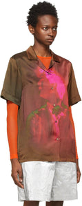 Dries Van Noten Khaki Len Lye Edition Satin Printed Short Sleeve Shirt