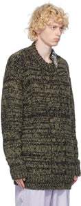 Dries Van Noten Khaki Rhinestone Collar Sweater