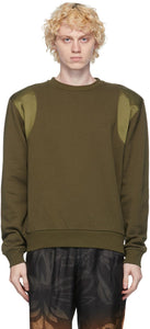 Dries Van Noten Khaki Satin Trim Sweatshirt - Sèche-sweat-shirt de garniture de satin Kaki Noten Khaki - 건조 밴 노켄 카키색 새틴 트림 스웨터