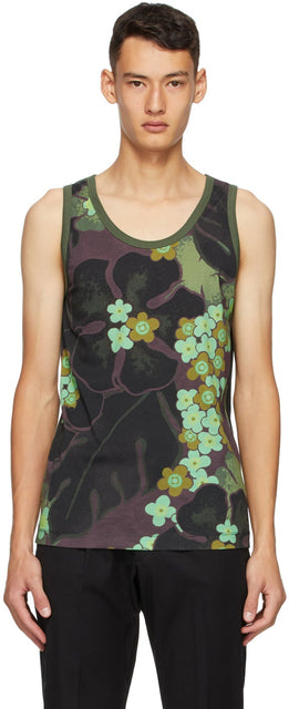 Dries Van Noten Multicolor Floral Tank Top - DRIES VAN NOTEN NOTEN MULTICOLOR CARLOP TARL - 건조 밴 알코올 여러 가지 빛깔의 꽃 탱크 탑입니다