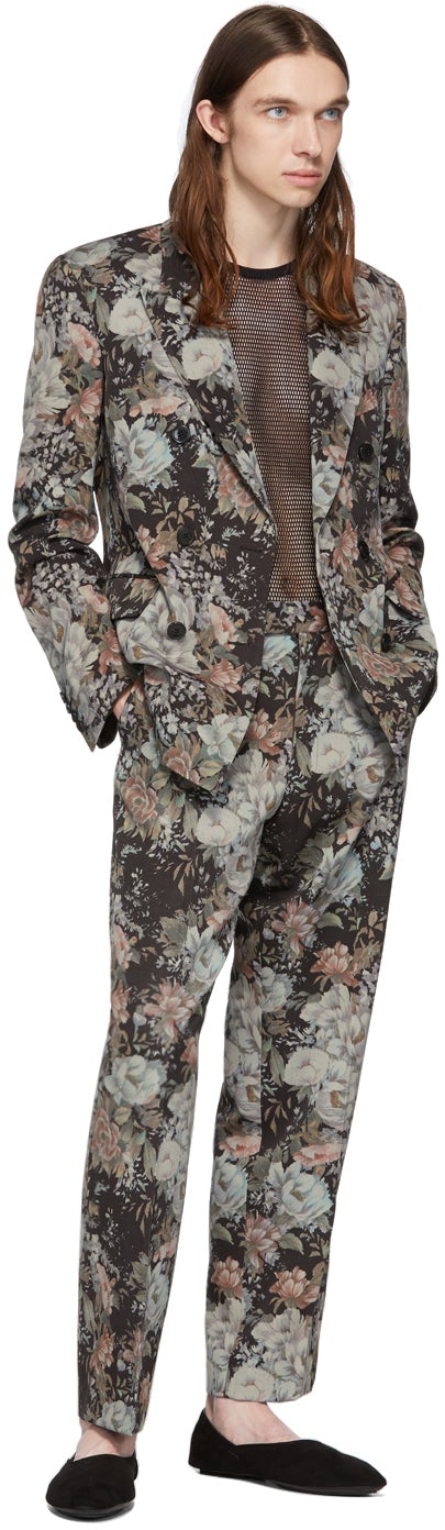 Dries Van Noten Multicolor Wool Floral Double-Breasted Blazer