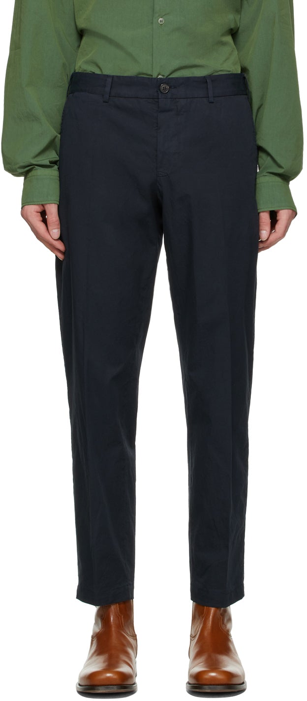 Dries Van Noten Navy Cotton Trousers - Dries Van Noten Pantalons en coton Navy - 밴 노켄 네이비 코튼 바지 건조