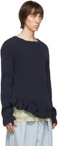 Dries Van Noten Navy Crewneck Sweater