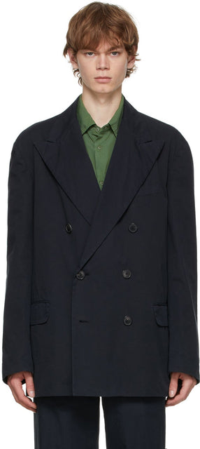 Dries Van Noten Navy Double Breasted Blazer - Dries Van Noten Blazer à double boutonnage marine - 건조 밴 노켄 네이비 더블 브레스트 블레이저