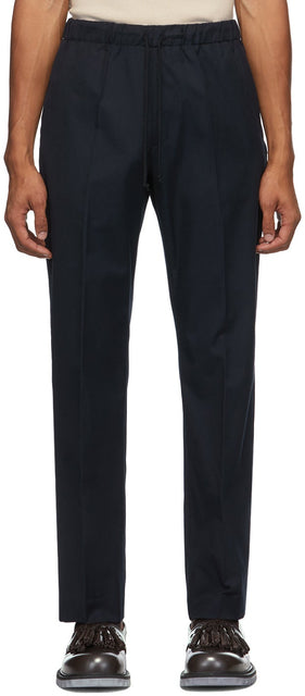 Dries Van Noten Navy Formal Drawstring Trousers - Dries Van Noten Pantalon de cordon formel bleu marine - 밴 알코올 해군 정식 끈 바지를 건조시킵니다