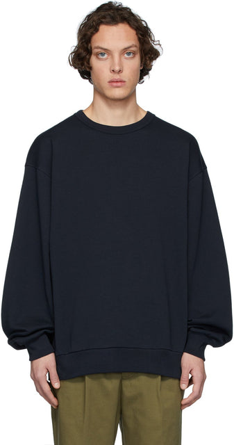 Dries Van Noten Navy French Terry Sweatshirt - Sweat-shirt Terry French French Navy Noten Navy - 밴 알코올 해군 프랑스 테리 스웨터를 건조시킵니다