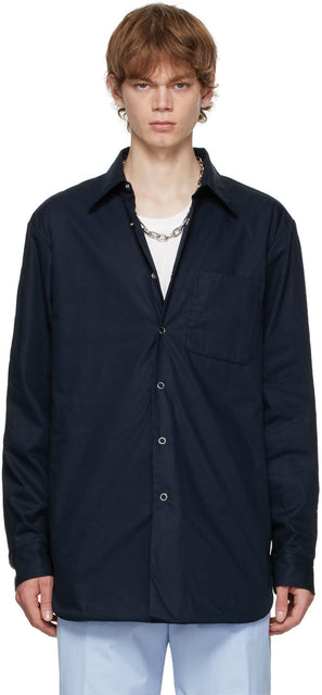 Dries Van Noten Navy Padded Shirt - Chemise rembourrée bleu marine - 건조 밴 노켄 네이비 패드 셔츠