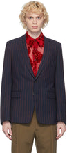 Dries Van Noten Navy Pinstripe Blazer - Dries Van Noten Navy Pinstripe Blazer - 밴 알코올 네이비 핀 스트라이프 블레이저를 건조시킨다