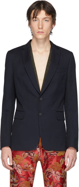 Dries Van Noten Navy Wool Blazer - Dries Van Notten Blazer Laine Navy - 밴 알코올 해군 양모 블레이저 건조