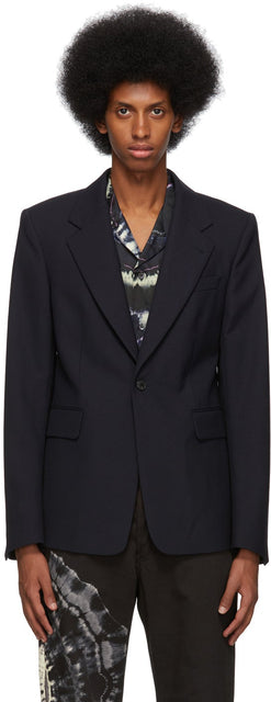Dries Van Noten Navy Wool Blazer - Dries Van Notten Blazer Laine Navy - 밴 알코올 해군 양모 블레이저 건조