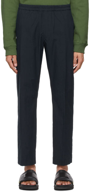 Dries Van Noten Navy Woven Cotton Trousers - Dries Van Noten Pantalon en coton tissé Navy - Van Noten Navy 짠 면화 바지 건조