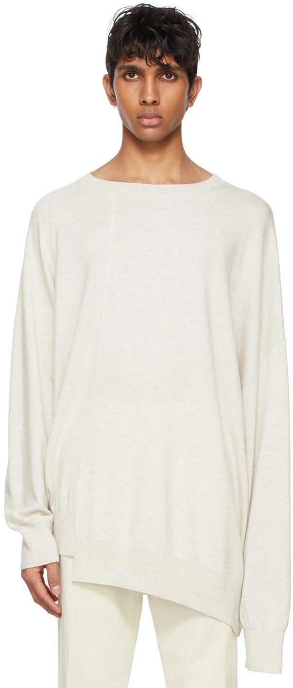 Dries Van Noten Off-White Cashmere Asymmetric Sweater - Stries Van Noten Pull asymétrique en cachemire hors blanc - 밴은 흰색 캐시미어 비대칭 스웨터를 알리고 있습니다