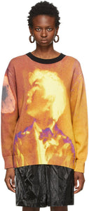 Dries Van Noten Orange Len Lye Edition Cotton Graphic Print Sweater - Dries Van Noten Orange Len Lye Edition Pull graphique en coton - 밴 밴 노켄 오렌지 렌 잿물 에디션 코튼 그래픽 인쇄 스웨터