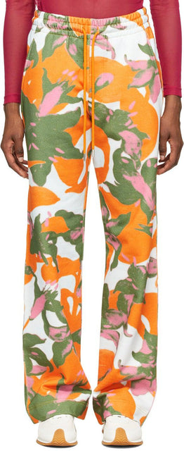 Dries Van Noten Orange Len Lye Edition Floral Print Lounge Pants - Sèche Van Noten Orange Len Lye Edition Pantalon Lounge Floral Imprimerie - 밴 알롱 오렌지 Len Lye Edition 꽃 인쇄 라운지 바지