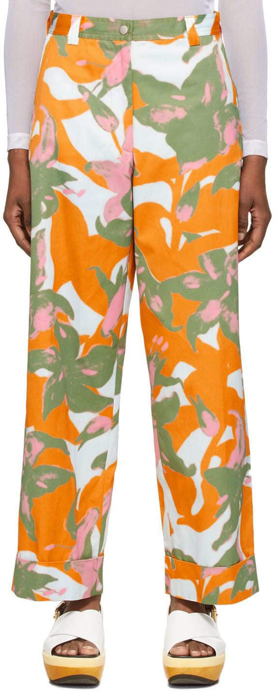 2024激安通販 Dries Van Noten Orange Len Lye Edition Floral Print Trousers パンツ