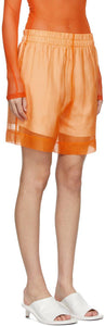 Dries Van Noten Orange Organza Overlay Shorts